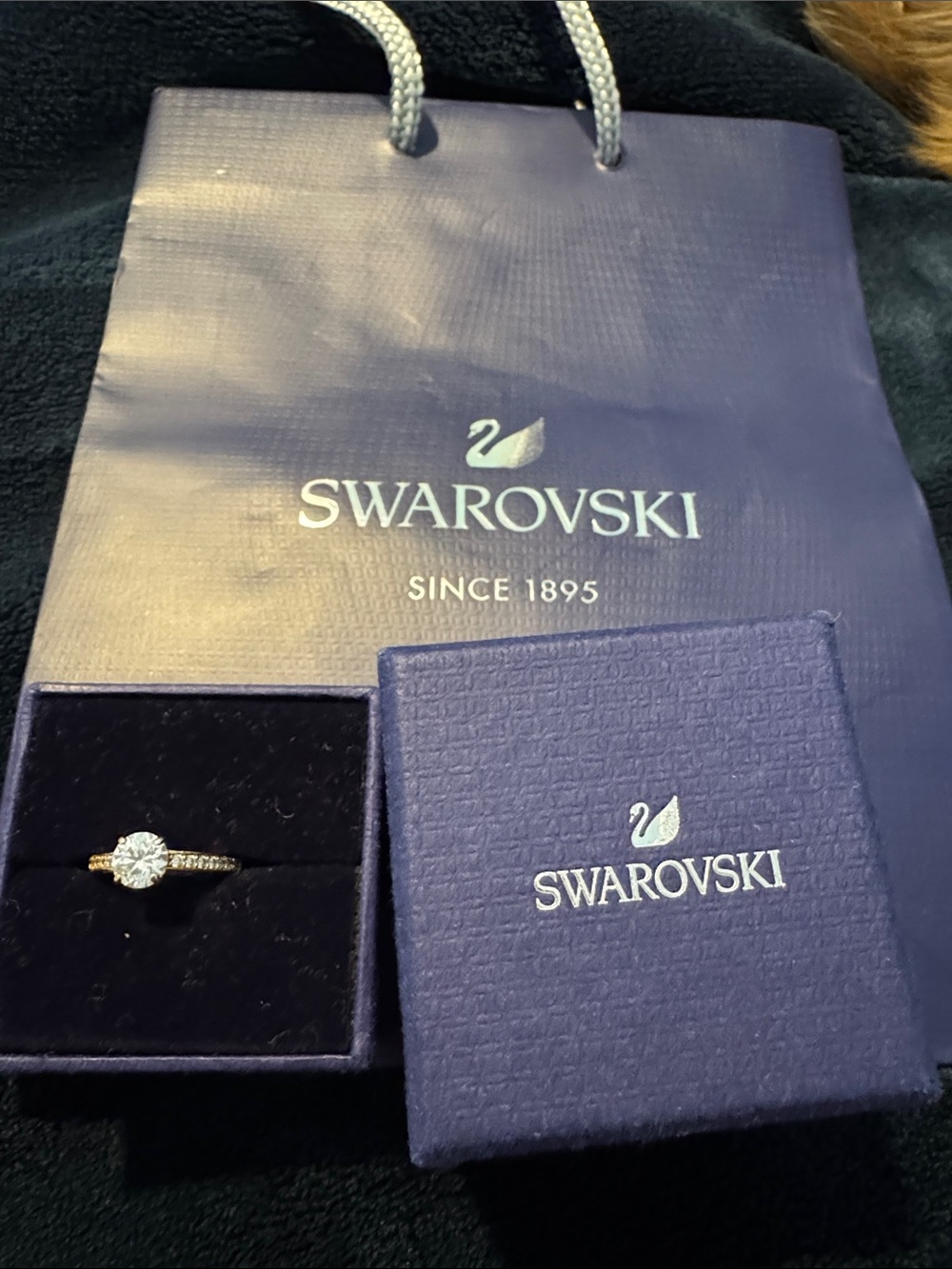 Swarovski Rose Gold Crystal Solitaire Ring with Clear Stone - Picture 1 of 7